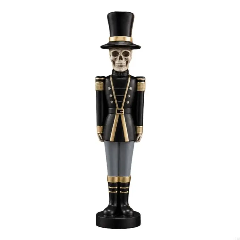 35.56 Soldier Statue Display Piece with Skull Headed Character, Dark Home Accent Styling and Stable Round Base for or 37JD