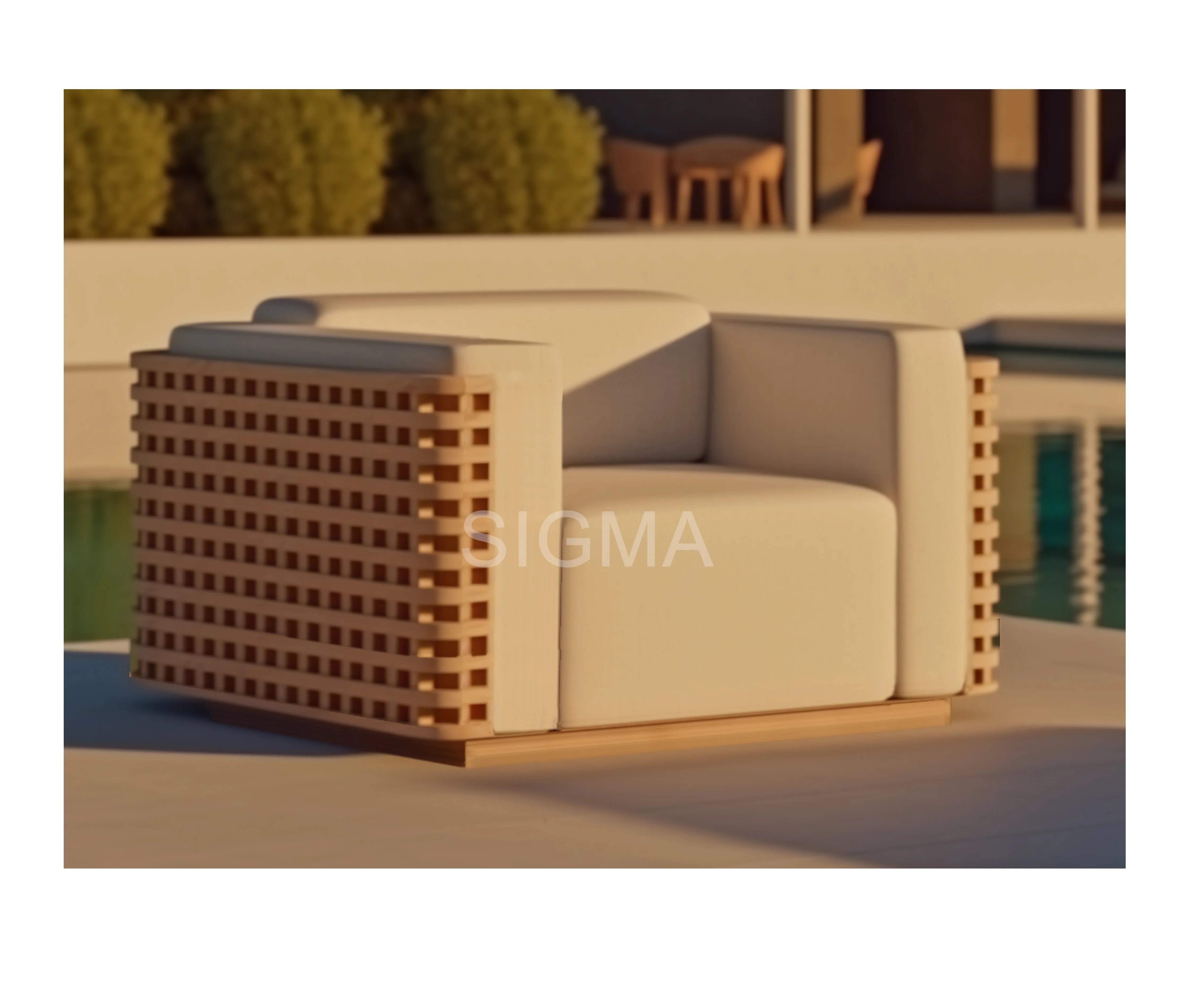 Sigma Teak Sofa Outdoor Furniture Garden Furniture Patio Furniture Set Sun Loungers Sectional Couch Exterior Bed Coffee Table