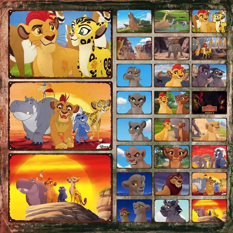 Carteles de chapa The Lion Guard, animación educativa clásica para niños, carteles de metal, póster de Metal de dibujos animados para decoración de habitación de niños
