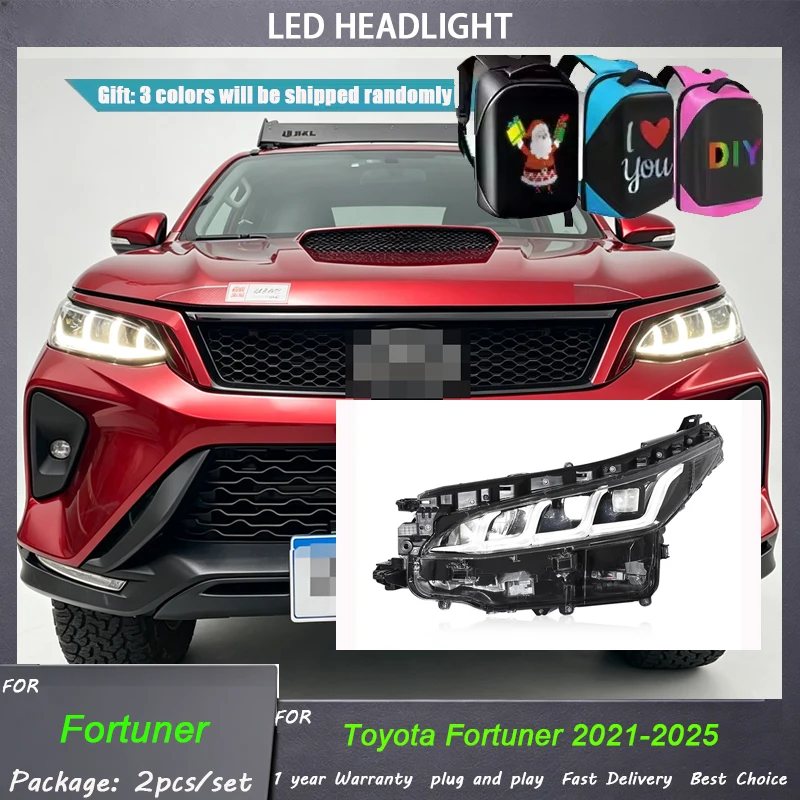 LED Headlight For Toyota Fortuner Headlight 2021-2025 Upgrade LED Projetor Headlamp Daytime Running Light Automotive Accessories