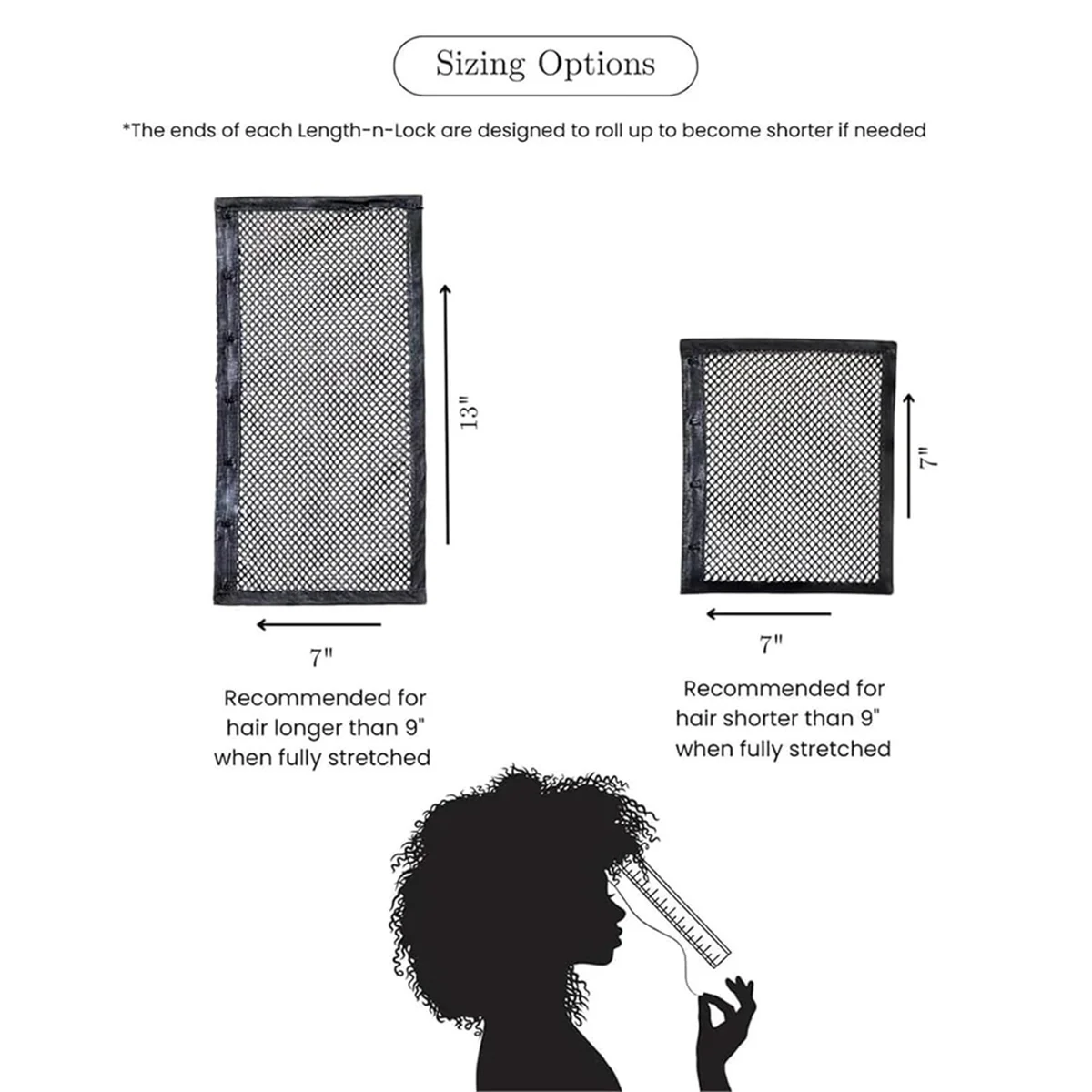 طول ن قفل نقالة الشعر ، شبكة حلقة الشباك ، التفاف شبكة ، منع الانكماش ، 4 ، 7 "و 13"