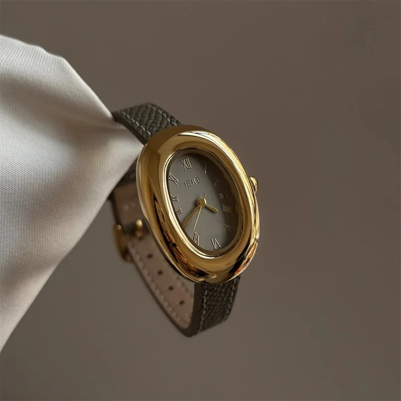 Luxury Women's Watch Roman Numerals Reloj Vintage Simple Oval Clock Ladies Stainless Steel Orologio Gold Sliver Wristwatch