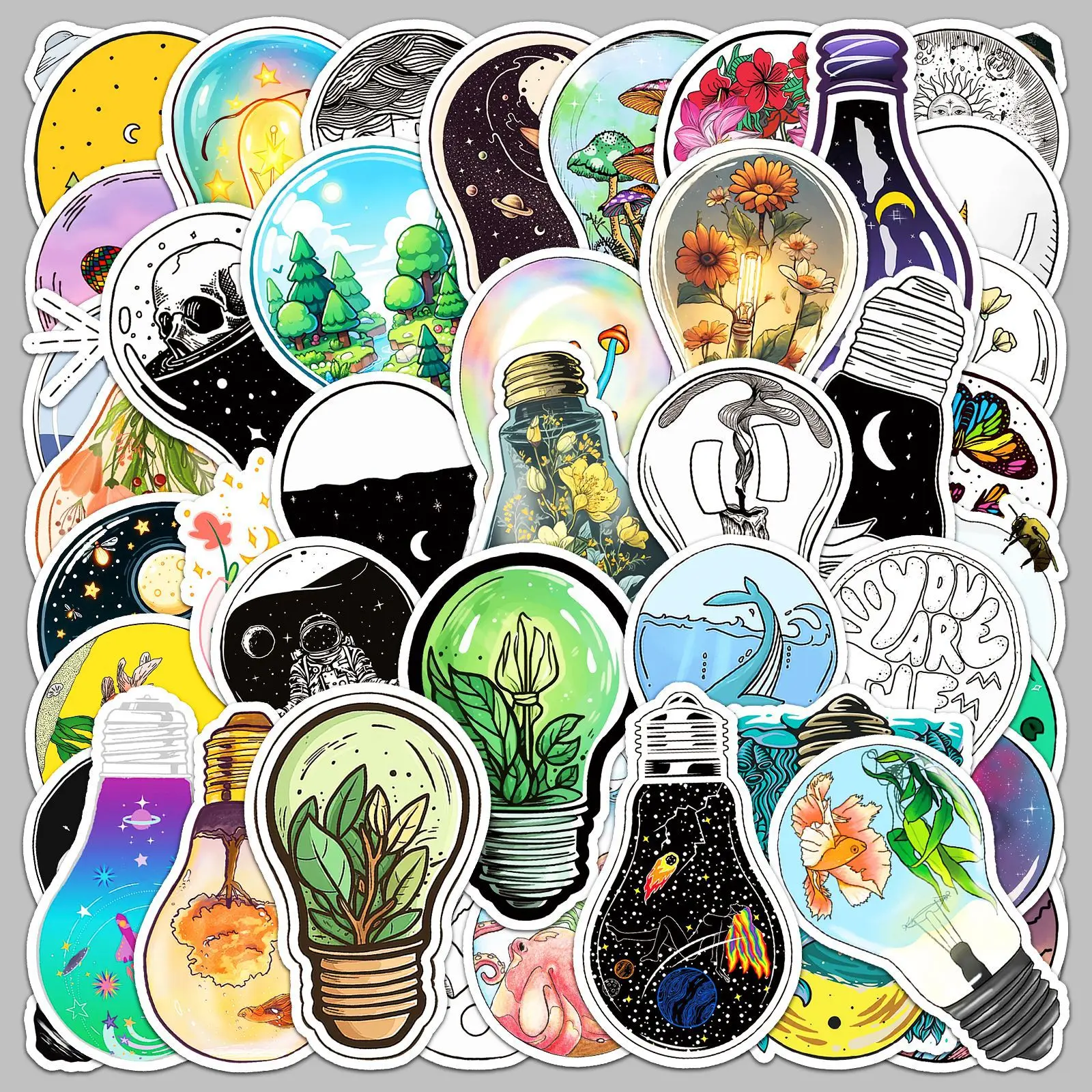 

50pcs Cartoon Style Wonderful Bulb World Series Graffiti Stickers Suitable For Helmet Desktop Wall Decoration DIY Stickers