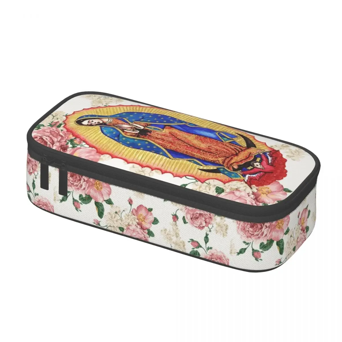 مخصص عذراء غوادالوبي مقلمة للبنين بنات سعة كبيرة المكسيك الكاثوليكية مريم العذراء القلم حقيبة صندوق اللوازم المدرسية