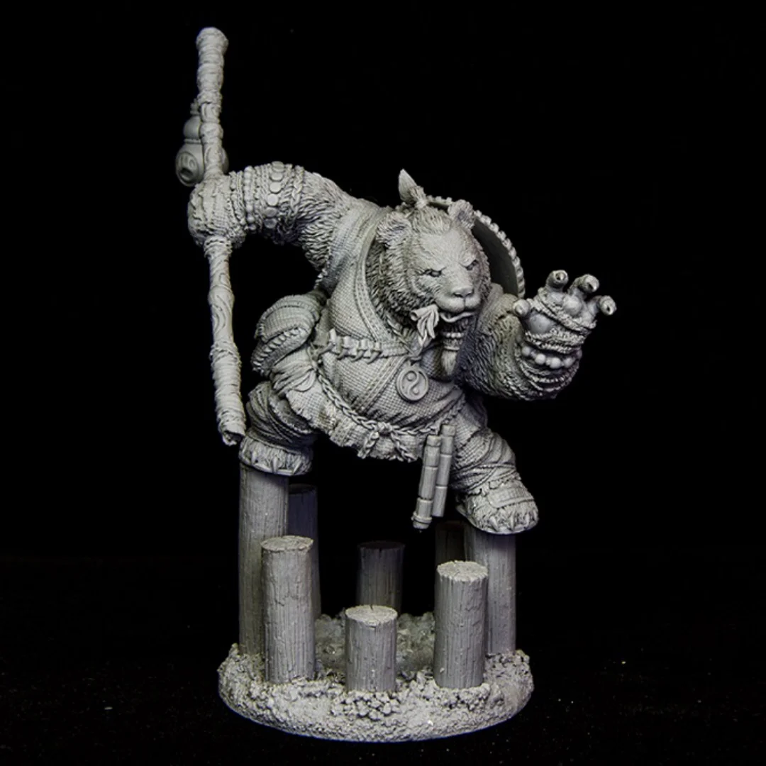 

Масштаб 1/24, 75 мм, фигурка из смолы, кунг-фу, мастер-панда с кунг-фу, сборный комплект модели, разобранная и неокрашенная 3D-статуя, игрушка