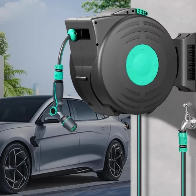 Vegetable Garden Watering Pipe Retractable Hose Reel Wall Mount High Pressure Washer Piston Feed Granulator Water Lake Drainage