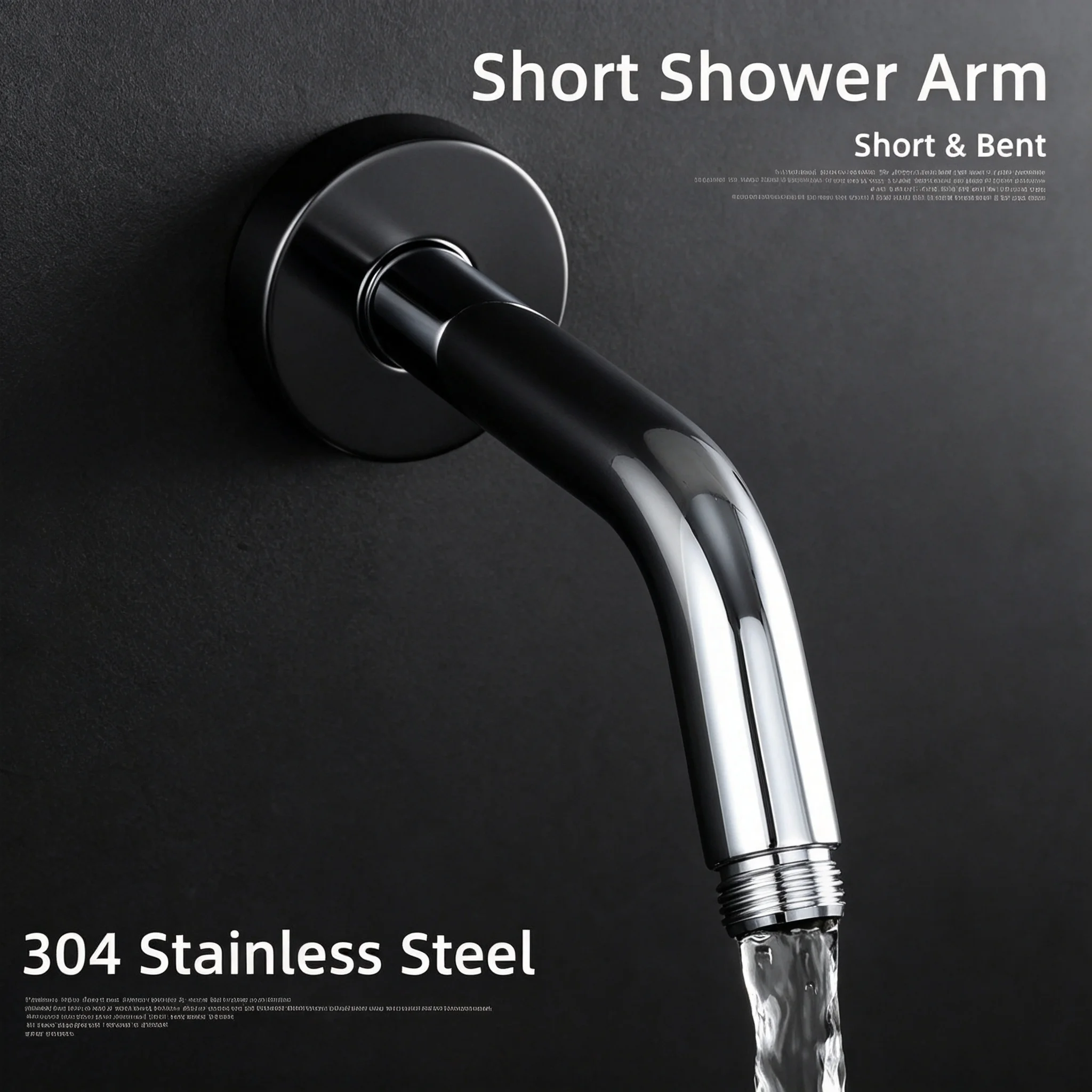 High Quality 15cm/32cm Shower Arm Wall Mounted Shower Head, Fixed Shower Top Spray, Durable and Anti Drop, Black and Silver