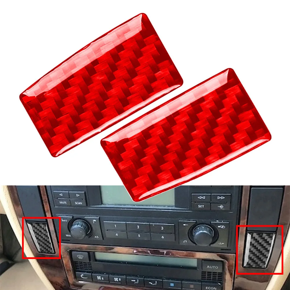 Stereo Side Button Sticker Cover CD Panel Trim 2Pcs For Volkswagen Passat B5 2001-2005 Carbon Fiber Red