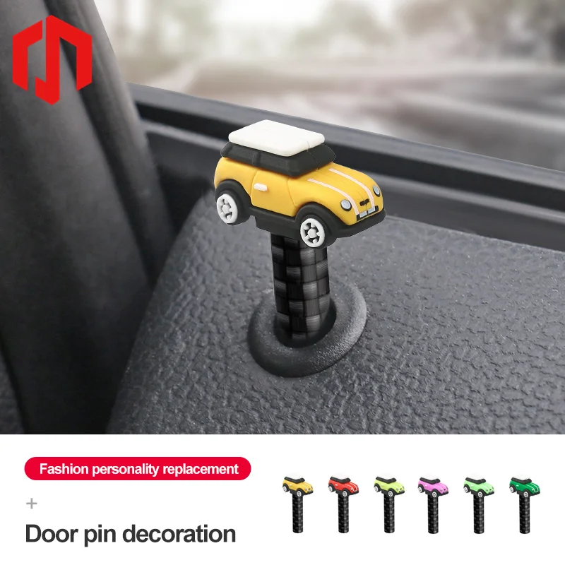 1pcs Cute Car Door Pin Decorative for BMW Mini Cooper Countryman Clubman F55 F54 F56 3D Silicone Car-shaped Interior Accessories