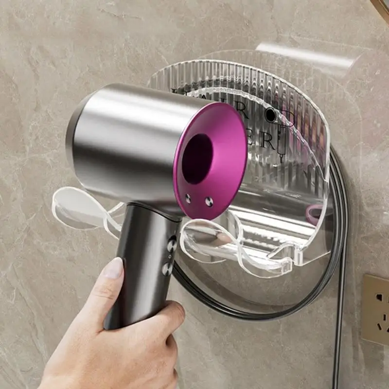   Cord Management Hair Dryer Holder Adhesive Wall Shelf For Bathroom Shower Storage