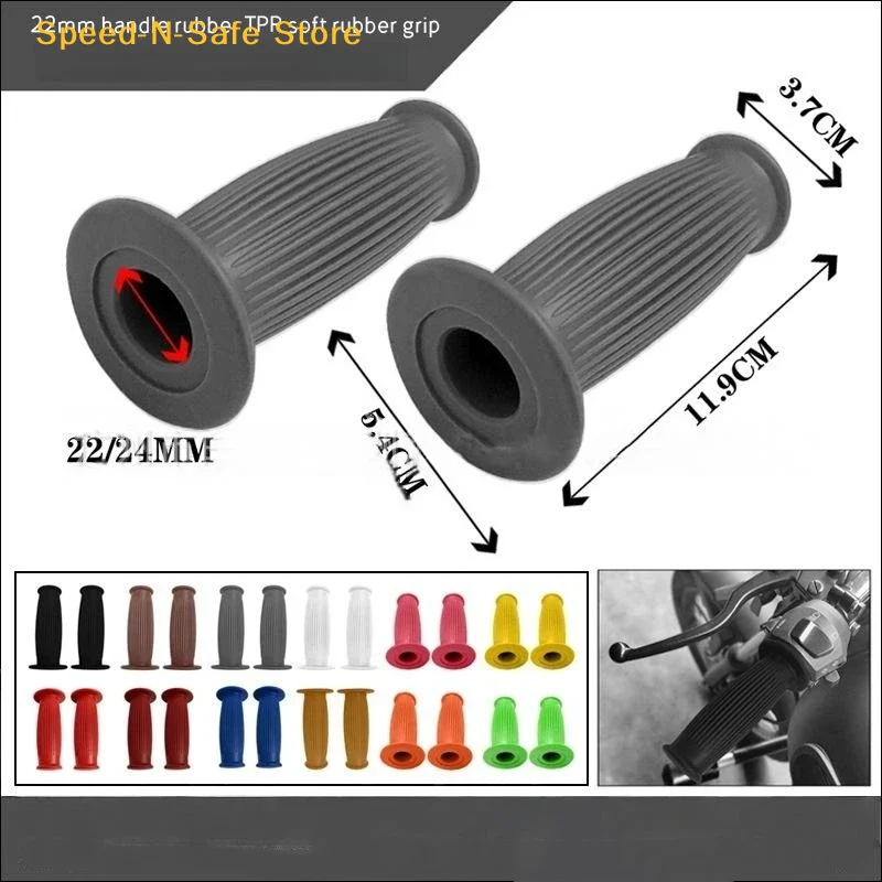 22MM Universal Classic Motorcycle Handlebar Grips Vintage Rubber Anti-Skid for Cafe Racer Scrambler Custom Build