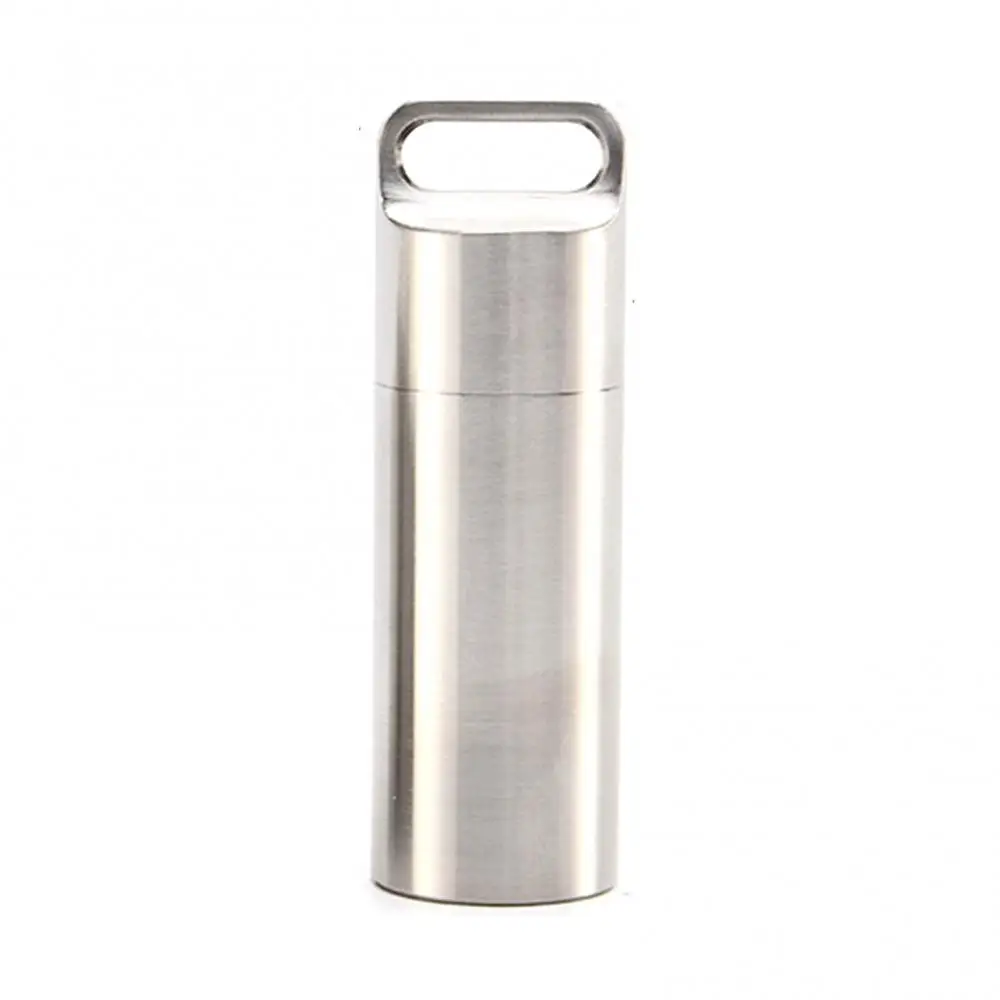 Pill Box Waterproof Sealed Mini Stainless Steel Capsule Camping Firstaid Pendant