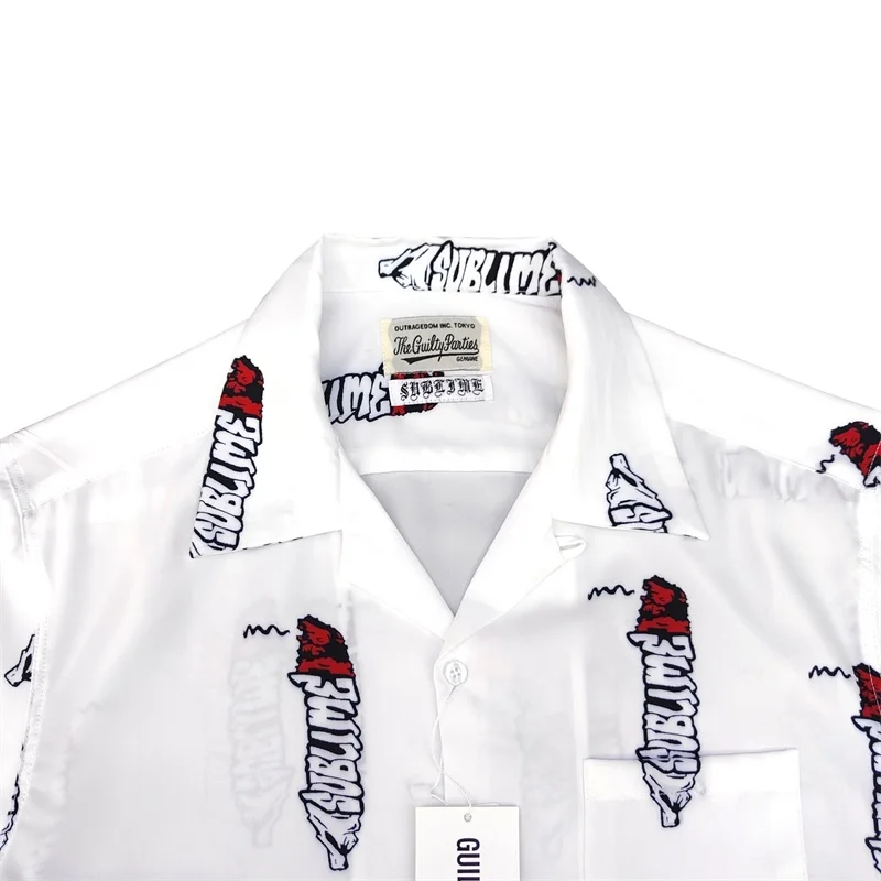 WACKO MARIA White Black Brand Hawaii Shirt High Quality Summer Loose Casual Mens Womens Short Sleeve Shirt
