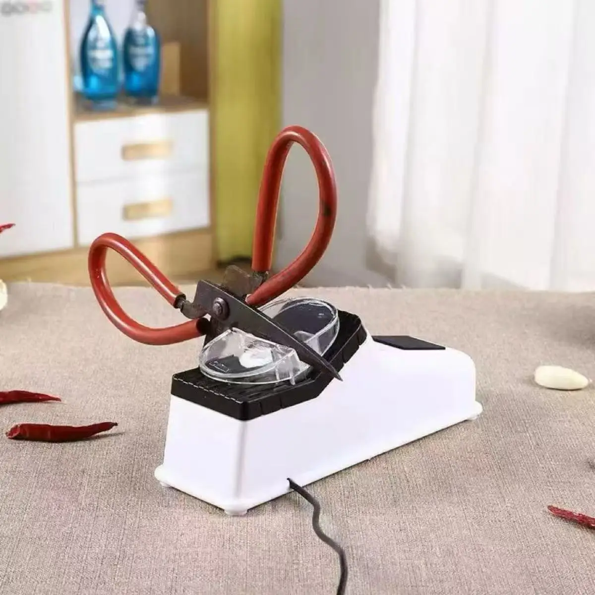 USB Electric Knife Sharpener Adjustable For Kitchen Knives Tool Knife Scissor Sharpening White Medium and Fine Grinding Blade