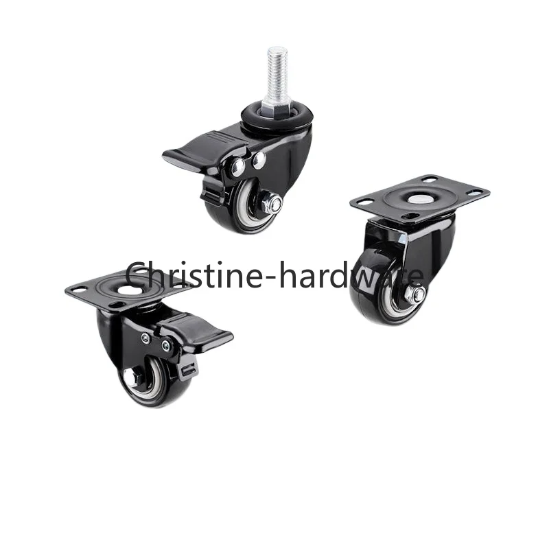 4Pcs Heavy Duty Swivel Caster Wheels M12 Threaded Stem with Brake Trolley Furniture Caster M8/M10 Threaded Stem