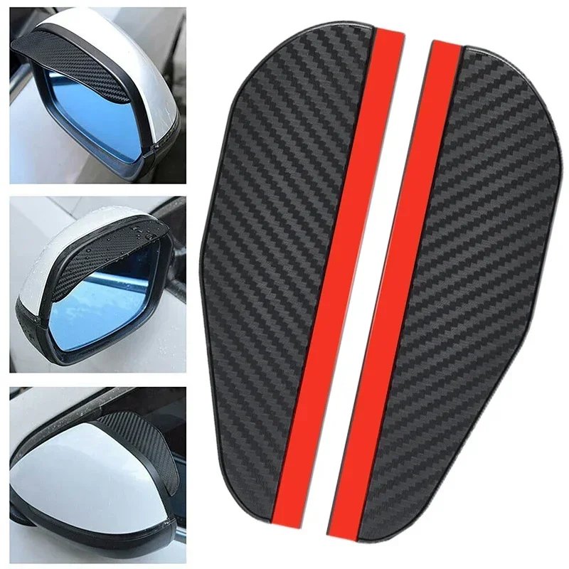2Pcs/Set Rear View Mirror Rain Visor Smoke Guard Universal Carbon Fiber Rear View Side Mirror Rain Eyebrow Exterior Accessories