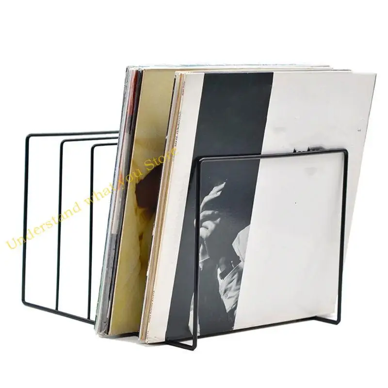 

J60A Record Holder Metal Iron Vinyl Record Shelf Storage Album Stand Display Daily for LP Listening Book for Office Home Deco