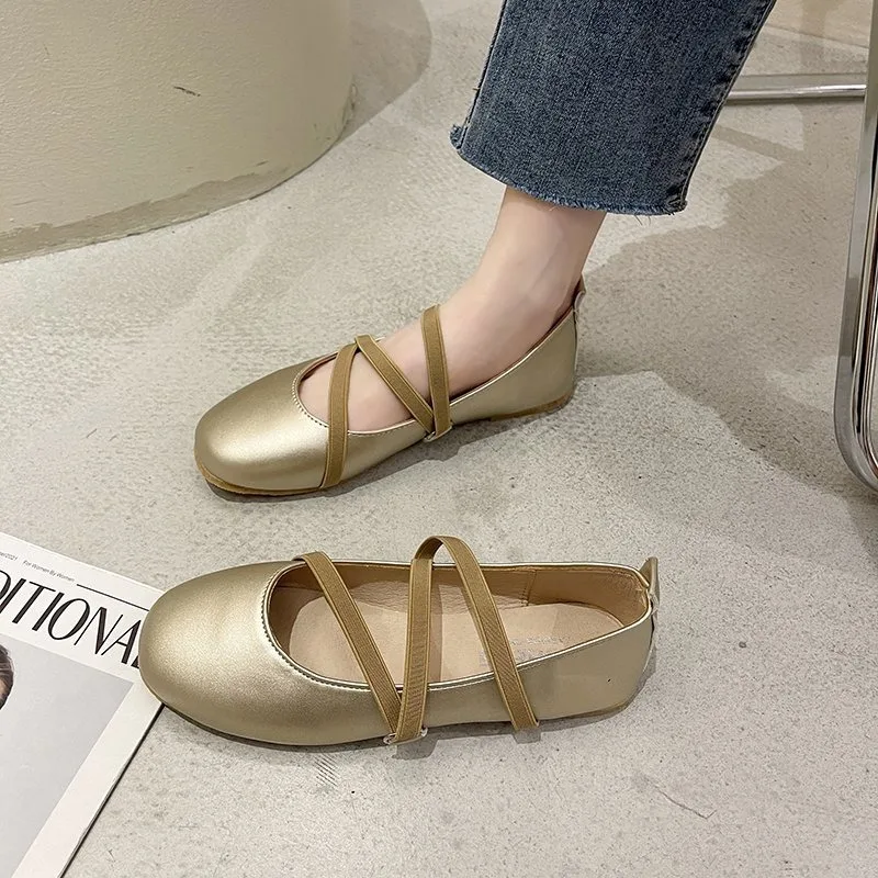 Women Shoes 2024 New Luxury Designer Mary Janes Woman Spring Square Toe Japanned Leather Ballet Flat Vintage Narrow Band Loafers