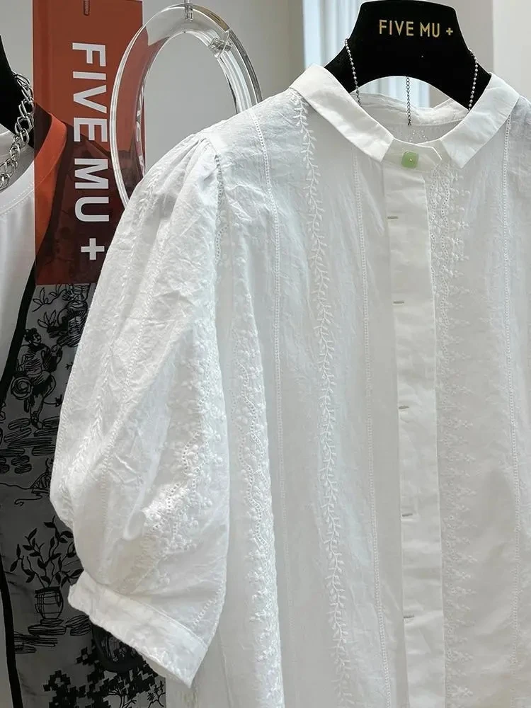 

plus Size Lazy Sle Design Sense ort Sve irt Women Summer Elegance Faion Small irt Comfortable Loose Fit Collar