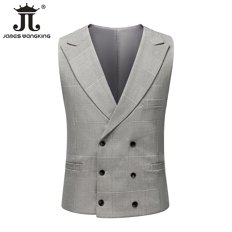 ( Blazer + Vest + Pants ) High -end Brand Classic Plaid Men\'s Official Business Suit 3 Piece Wedding Dress Party Stage Host Suit