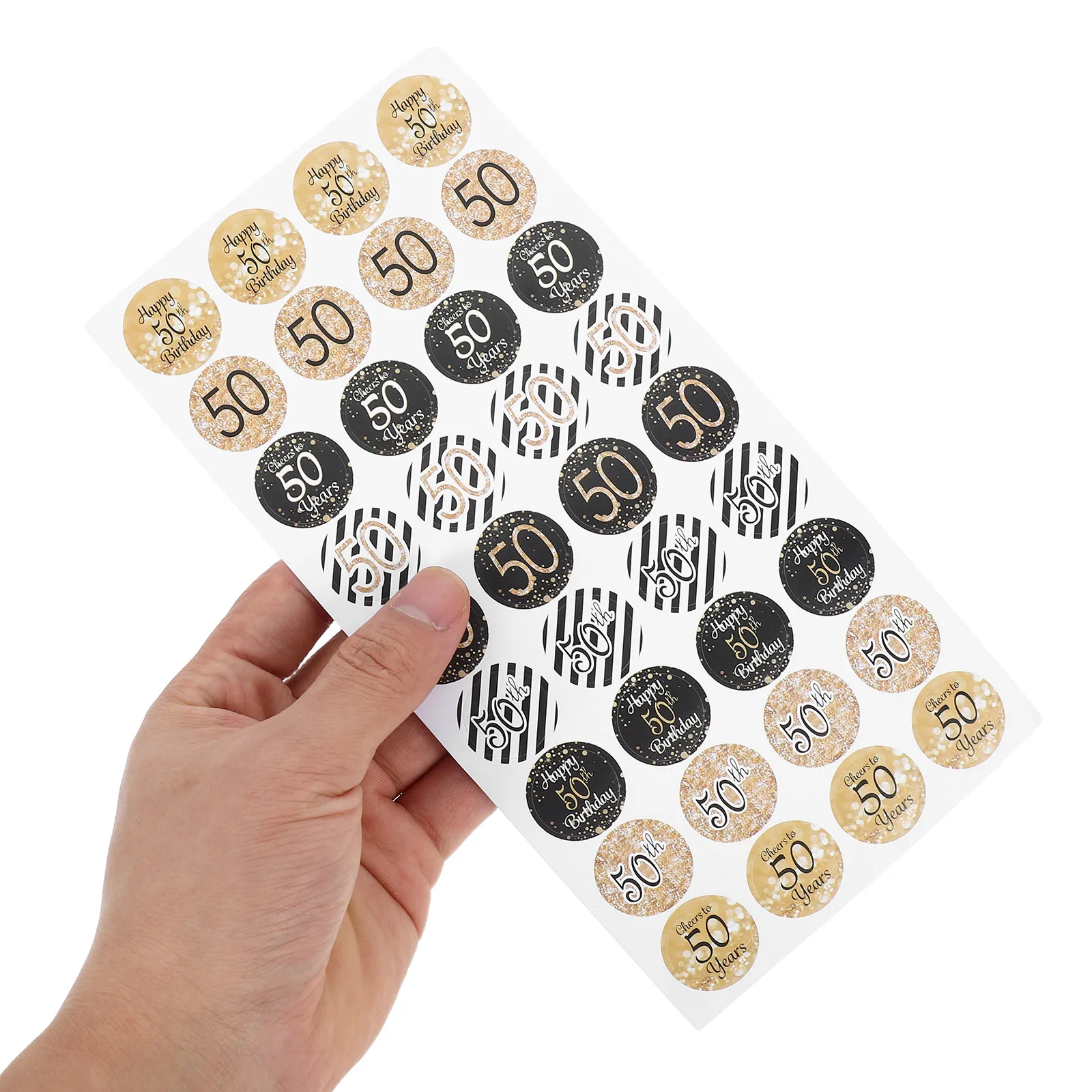 

216Pcs Birthday Sticker 50Th Birthday Pattern Artistic Decals for Party Favors Candy Packaging Clothes Photo Props
