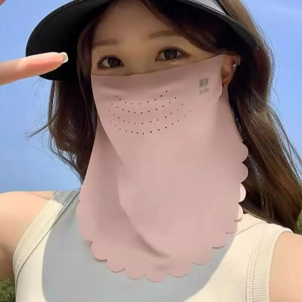 

Solid Color Sunscreen Mask Summer Face Scarves UV Protection Neck Wrap Cover Face Shield Face Cover Ice Silk Mask Sports