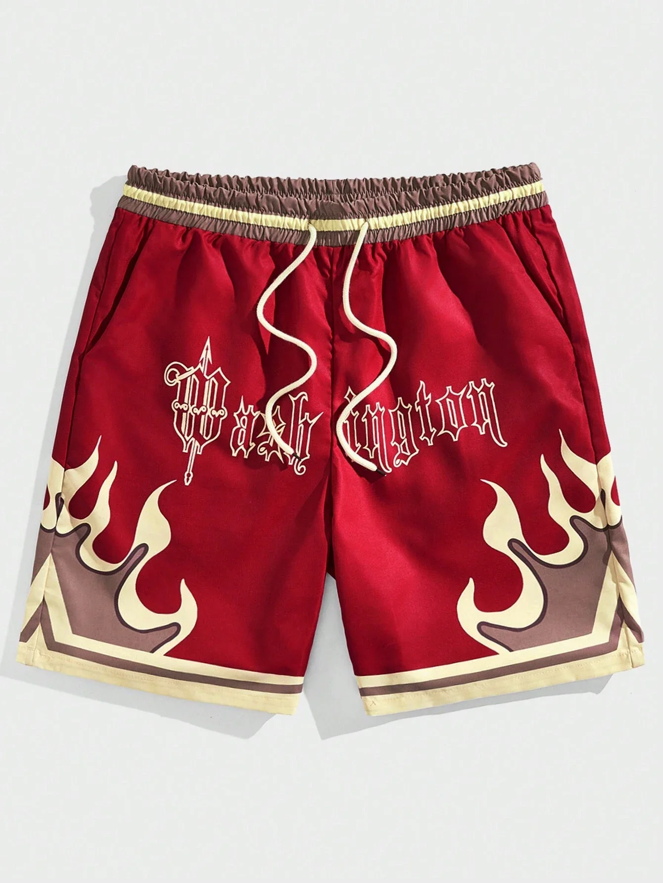 Premium 3D Printed Men's Hawaiian Shorts - Ultra Casual Flame Pattern for Summer Vacation and Sport Fashion