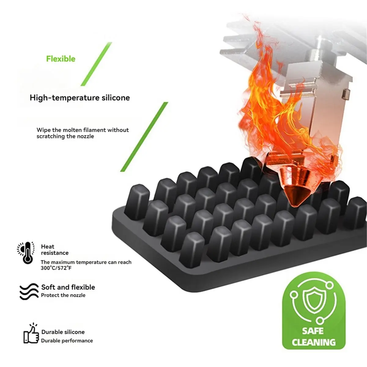 10pcs for U1 Silicone Brush, Heat Resistant Wear Resistant 3D Printer Parts for Nozzle Cleaning