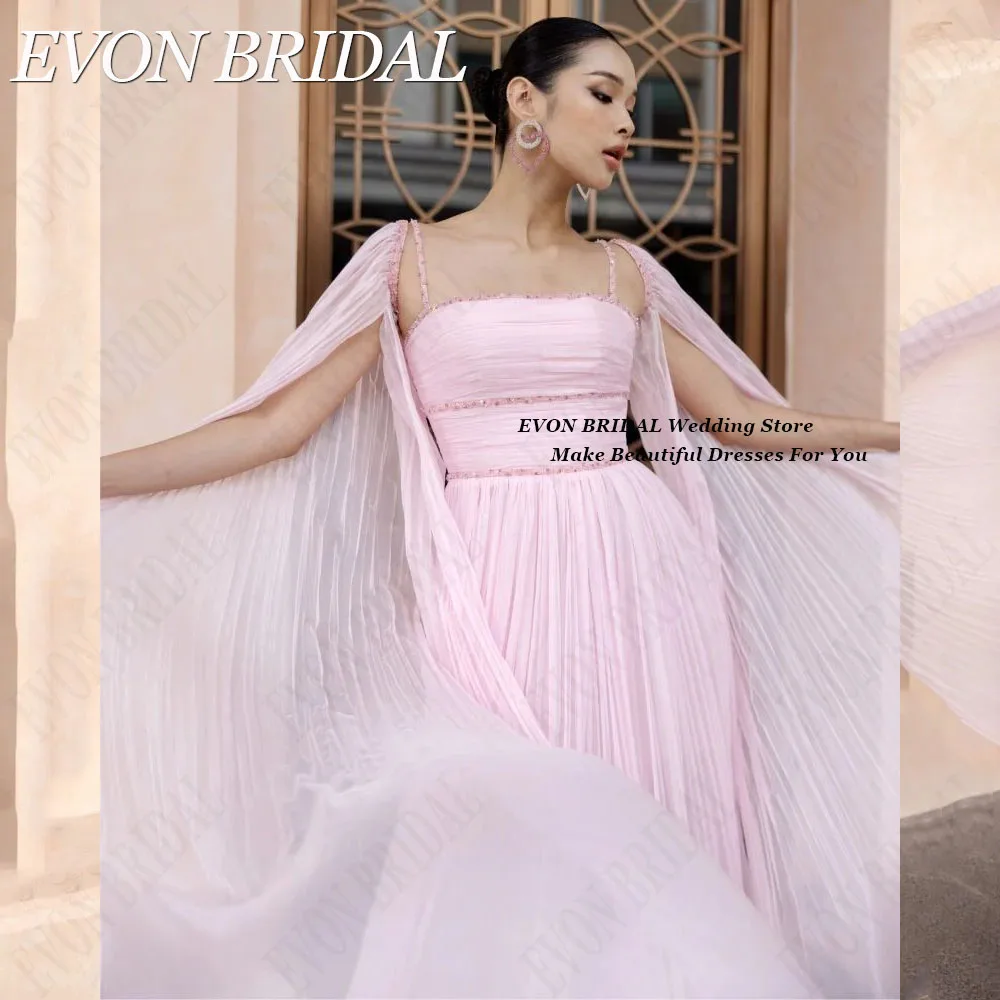 EVON BRIDAL Elegancka suknia wieczorowa o linii A Szyfon Odpinane rękawy Długość do podłogi Dubaj Plisa Vestido De Noche Elegante MujerEVON BRIDAL Elegancka A-Linia Suknia Wieczorowa Szyfon Odłączane Rękawy Długość Pod