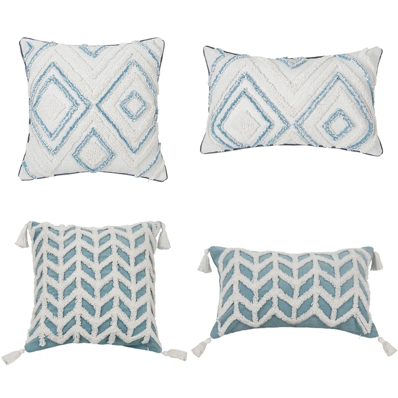 

Woven Tufted Boho Throw Pillow Cover Geometric Pattern Cushion for Case Farmhouse Pillowcase for Couch Sofa Bedroom Car