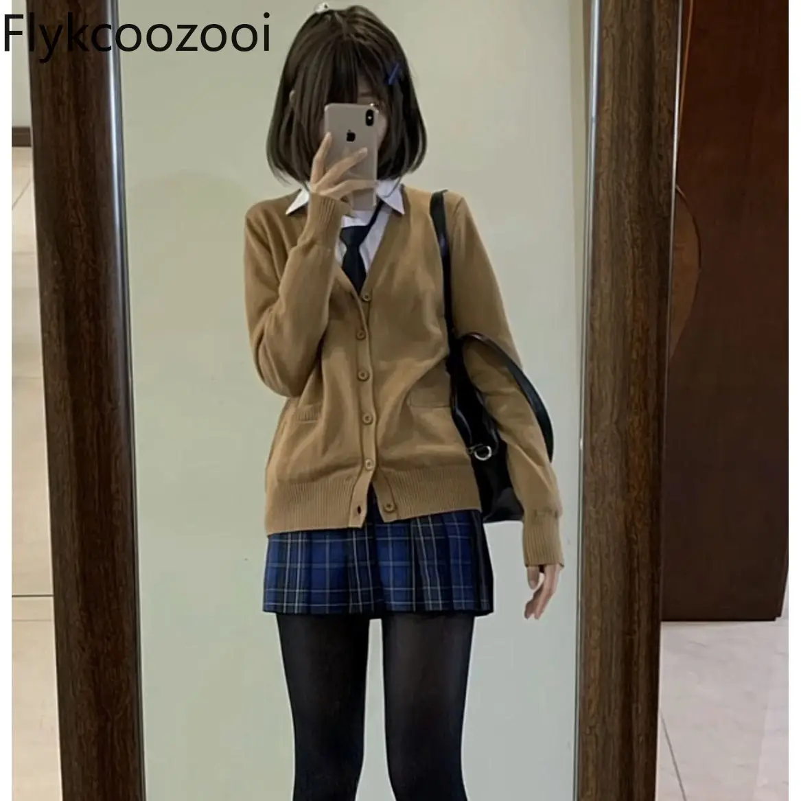 

Однотонная универсальная униформа, студенческий вязаный кардиган с V-образным вырезом, милый Повседневный мягкий свитер с длинным рукавом, вязаные топы в стиле преппи