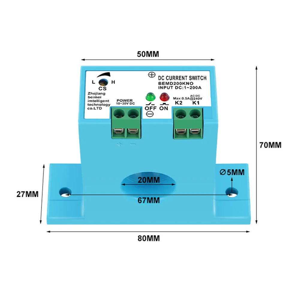 DC 1-200A Overload Protection Current Relay Detection Overcurrent Alarm Transformer Induction Switch Electric Accessories