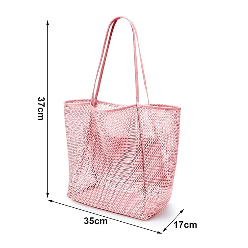 Foldable  Mesh Tote Bag Women's Shoulder Bag Summer Outdoor Travel Bag