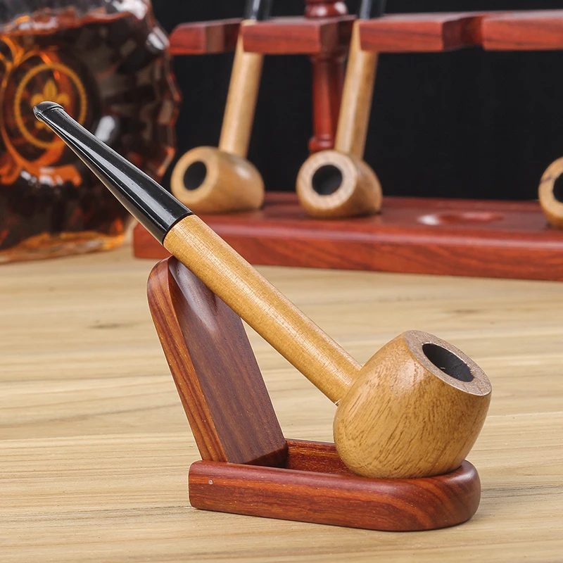 

New 1pcs wood pipe Smoking Pipes With Filter Portable Smoking Pipe Herb Tobacco Pipes Grinder Smoke Gifts P4131