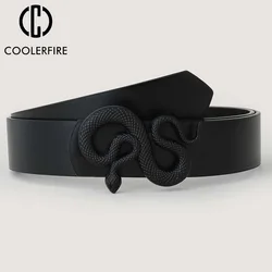 Belts For Women High Quality Luxury Brand Black Casual Designer Snake Buckle PU Leather Belt Ladies Dress Jeans Waistband AL042