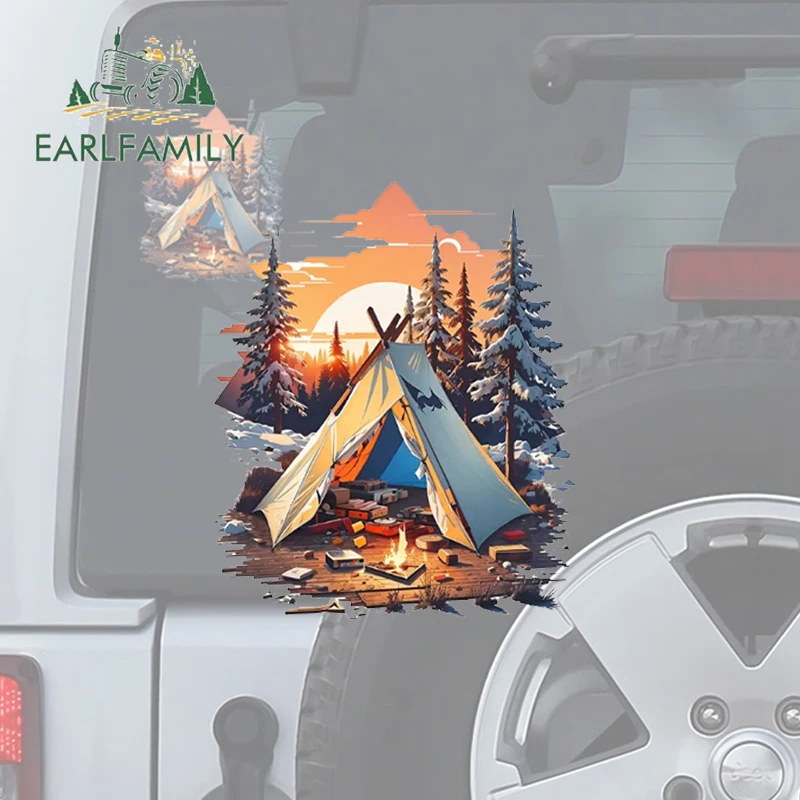 EARLFAMILY 13cm X 10.8cm for Camping Travel Campfire Mountain Night Car Stickers Car Styling Fashionable Decals Scratch-Proof