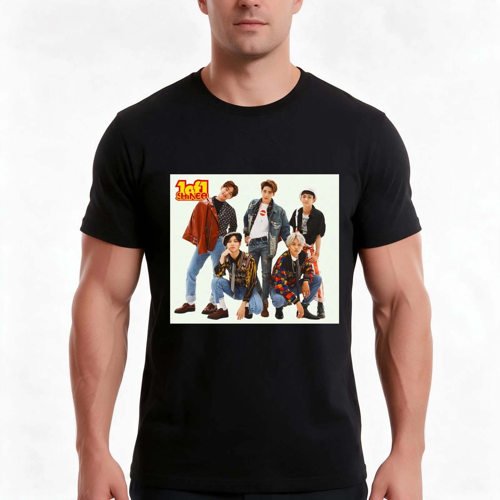 SHINee 1 OF 1 T-Shirt, Summer Casual Cotton Tee, Oversized Streetwear Tops, Vintage Graphic Print, Loose Fit Short Sleeve