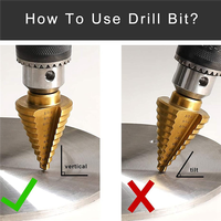 ABFW 6 Pcs Step Drill Bit Set Titanium HSS Unibit Drill Bits From 1/8 Inch to 1-3/8 Inch Stepped Up Bits & Center Punch