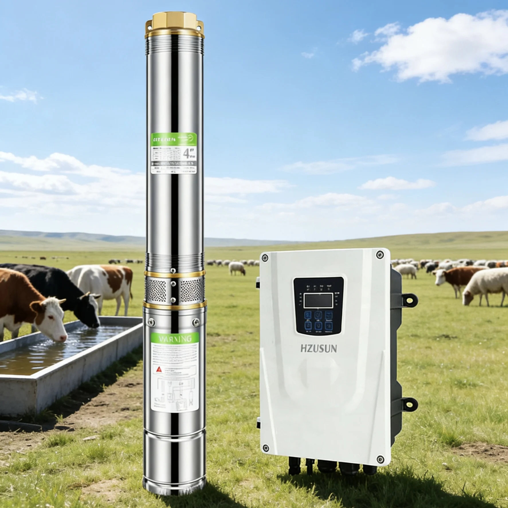 3'' 2HP AC DC Solar Powered Jet Pump 3000LPH 80M Solar Deep Bore Well High Lift Hybrid Submersible Water Pump for Irrigation