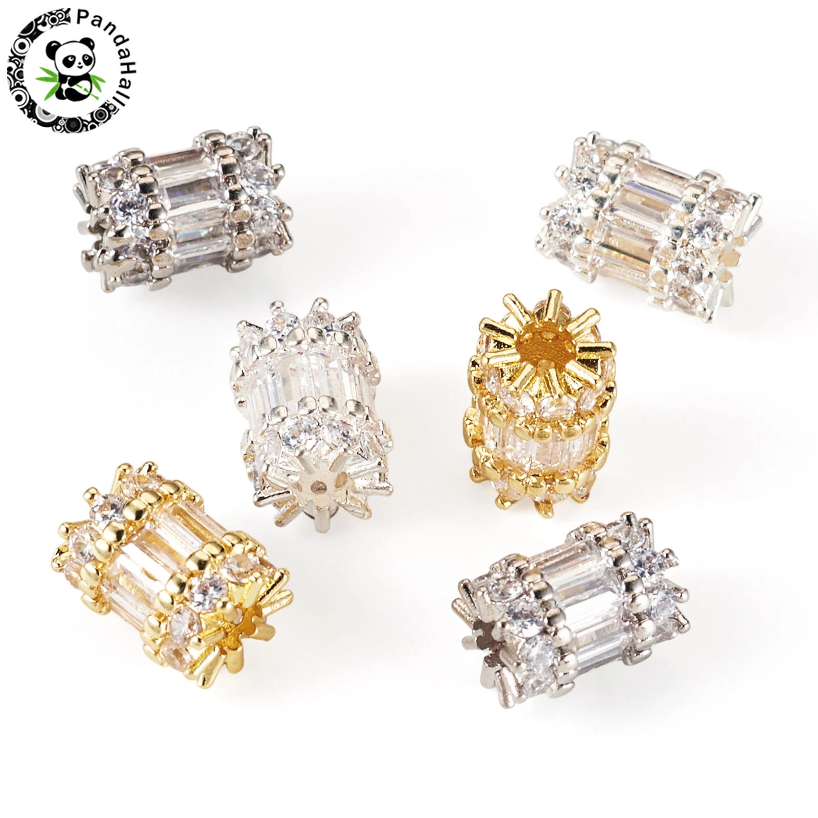 

6Pcs Brass Clear Cubic Zirconia Beads Column Mixed Color for Making DIY Jewelry Necklace Bracelet Supplies Elegant Style