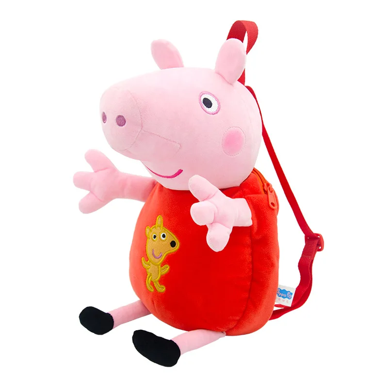 Peppa Pig Doll Backpack Stereoscopic Anime Doll Plush Peppa Pig Backpack Boys Girl Soft Plush Toys Peppa Pig Bag Children\'s Gift