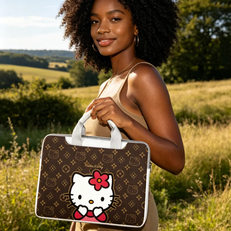

Сумка для ноутбука с рисунком Hello Kitty Kuromi, сумка на плечо, портфель, сумка для хранения, подходит для 13, 14, 15, 16 дюймов, Macbook Air Pro, подарок