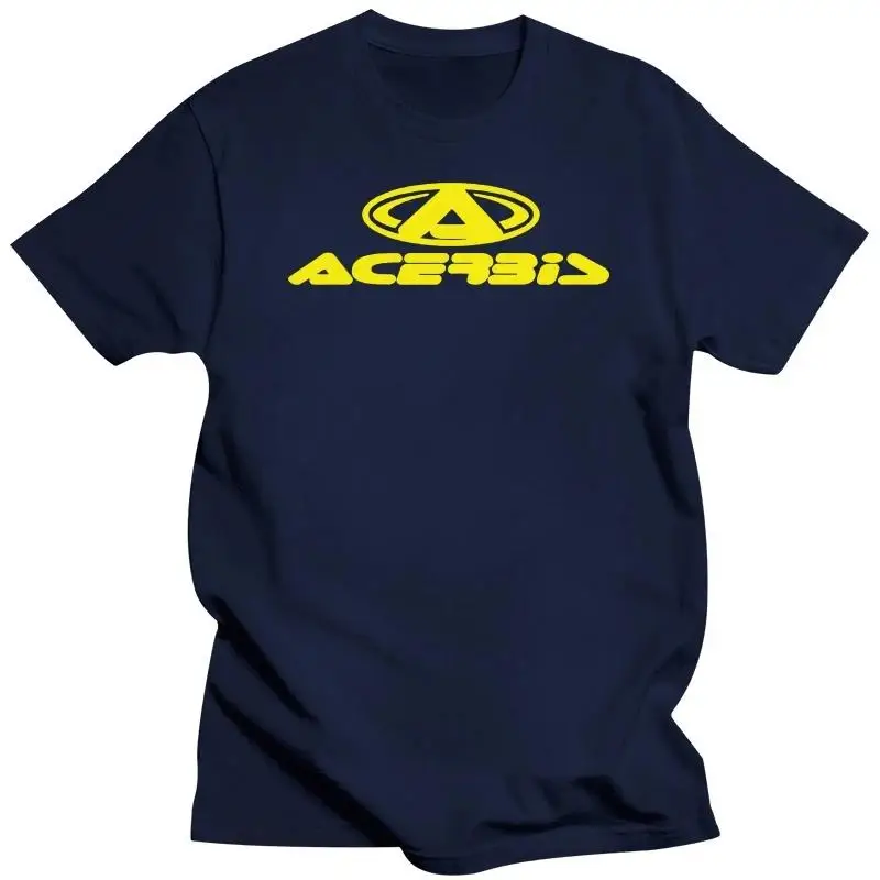 Acerbis Men's Short Sleeve T-Shirt Grey Yellow Logo Breathable Quick-Dry Casual Tee for Motorcycle Off-Road Sports Daily Wear