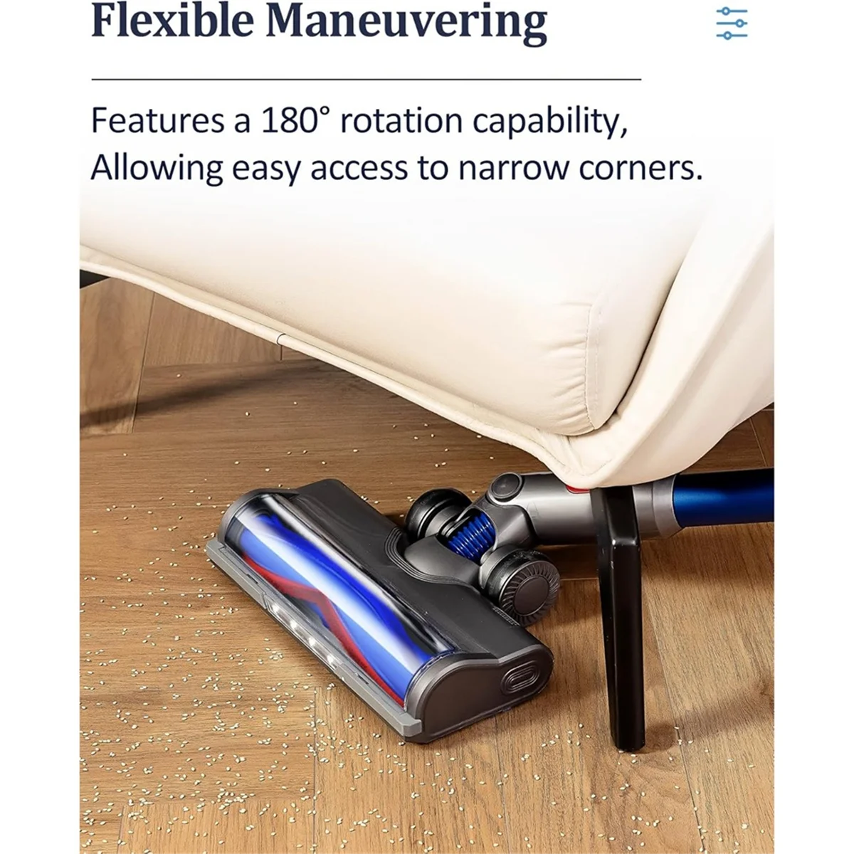 Quick-Release Motor Head Cleaner Brush for Dyson V6 DC58 DC59 DC62 DC72 DC74 Vacuum Attachment with Dust LED Lights SQ