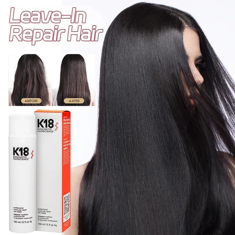 150ml k18 máscara de cabelo molecular sem enxágue reparação original cabelo molecular danificado seco e crespo 4 minutos tratamento hidratar