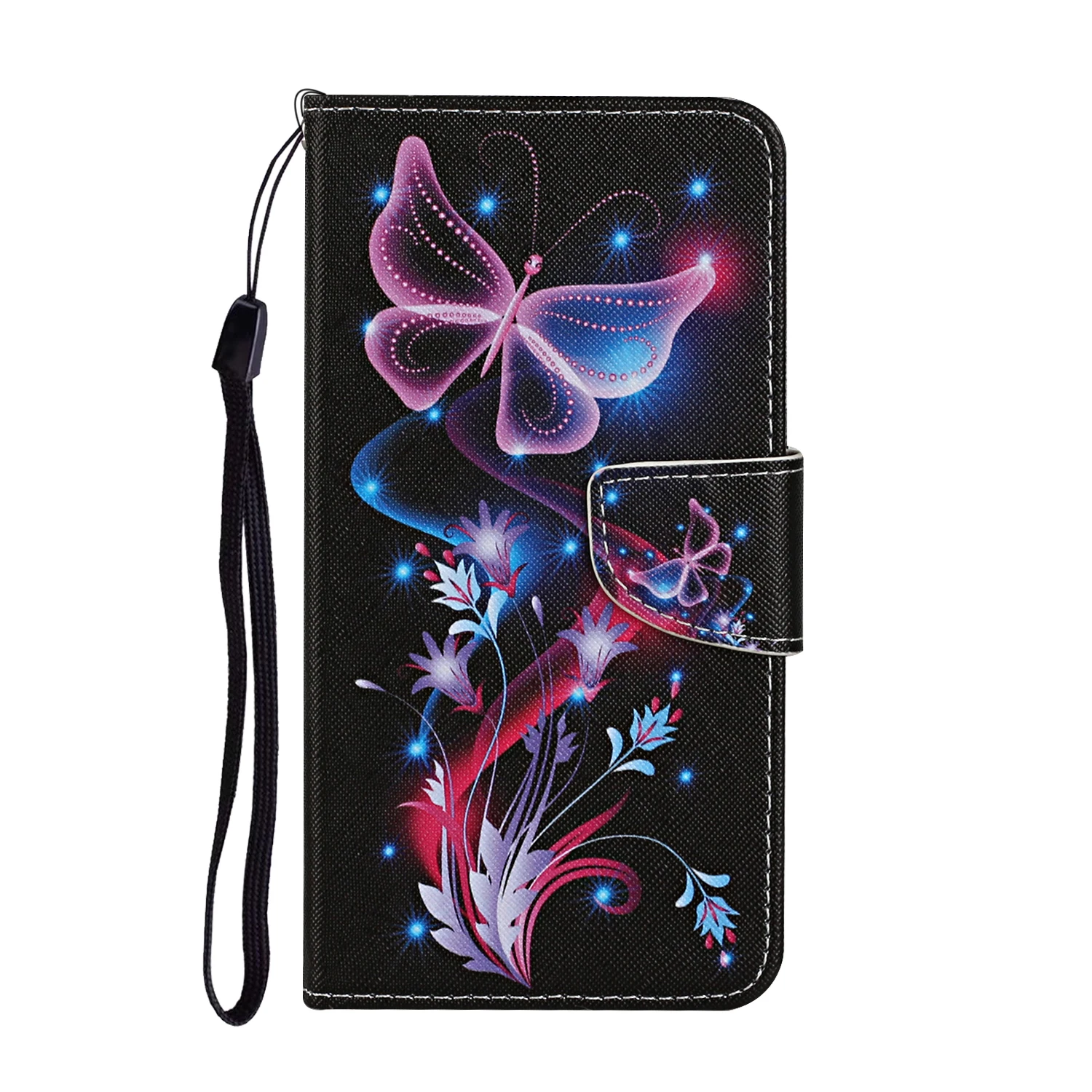 Painted Leather Case For Huawei P30 P40 Lite E P Smart 2019 2020 2021 Z Flip Wallet Card Slot Holder Phone Book Cover Flower Cat