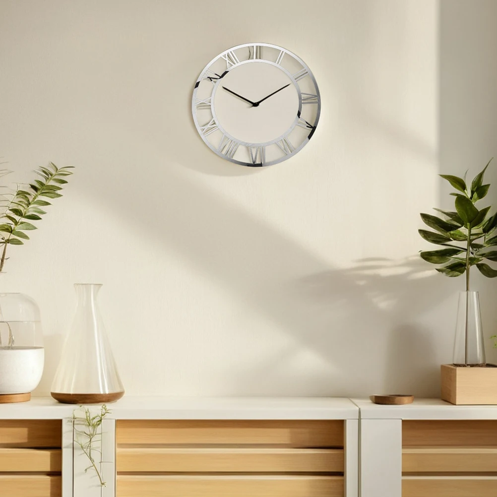 

2 Pcs Mirror Decorative Clock Acrylic Dial Plate Face Self-adhesive Silver Home Decorations Wall Stickers Office