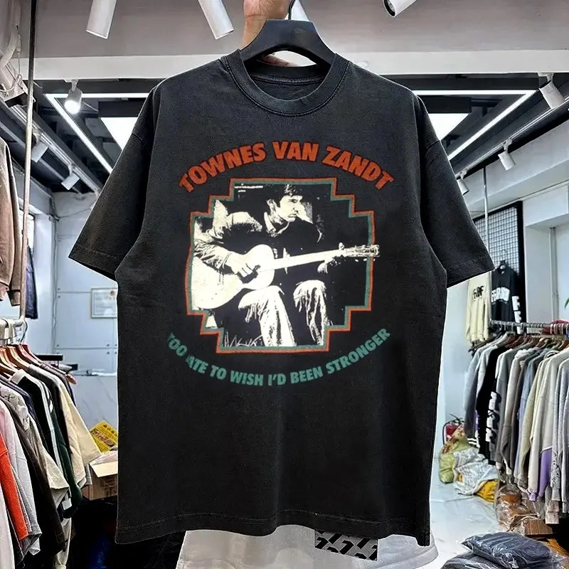 Townes Van Zandt Shirt 90s Black Short Sleeve Remake T shirt 90s NH21080