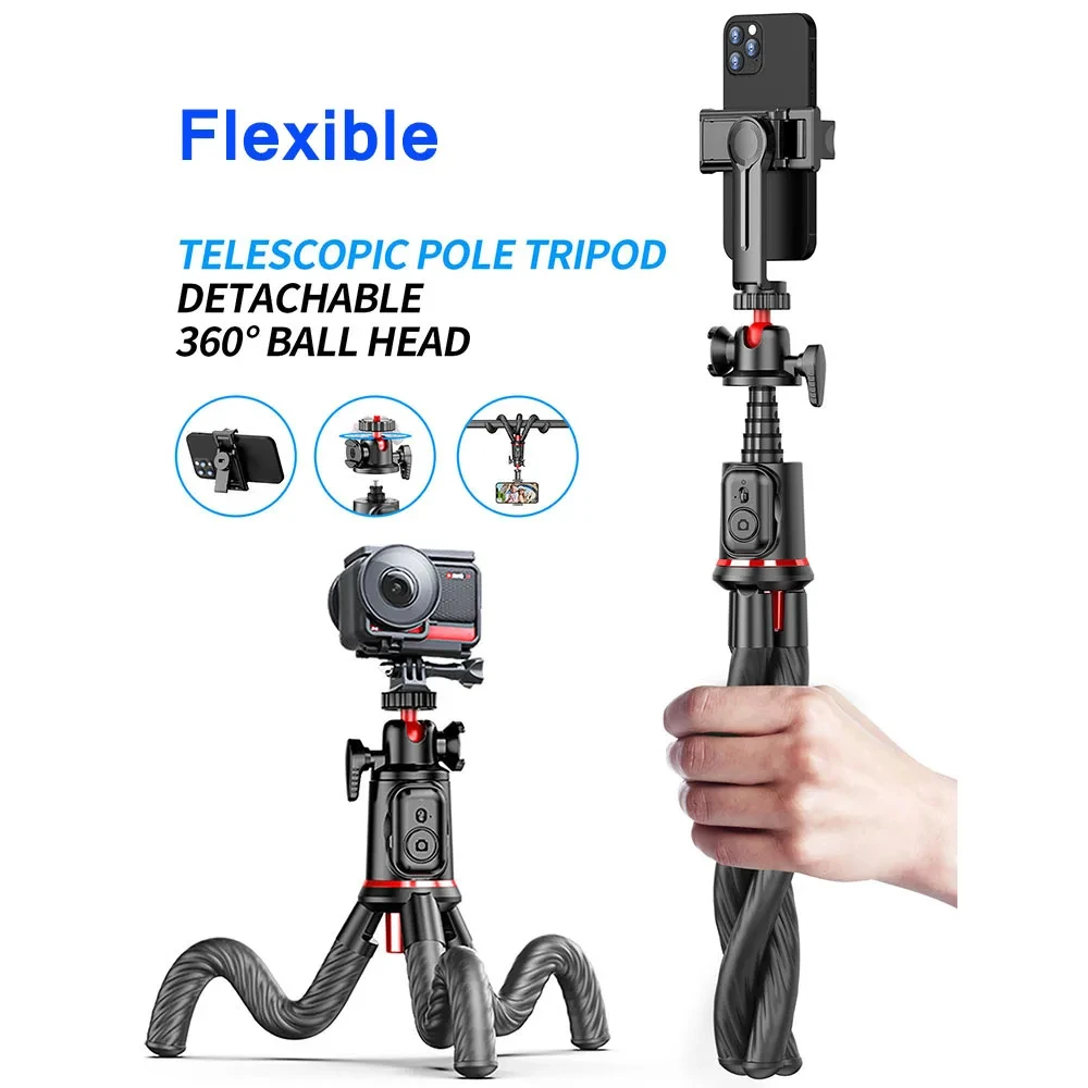 Live Bluetooth Foldable Selfie Stick 360Rotation Flexible Telescopic Pole Variable Octopus Tripod for Xiaomi iPhone Samsung Sony