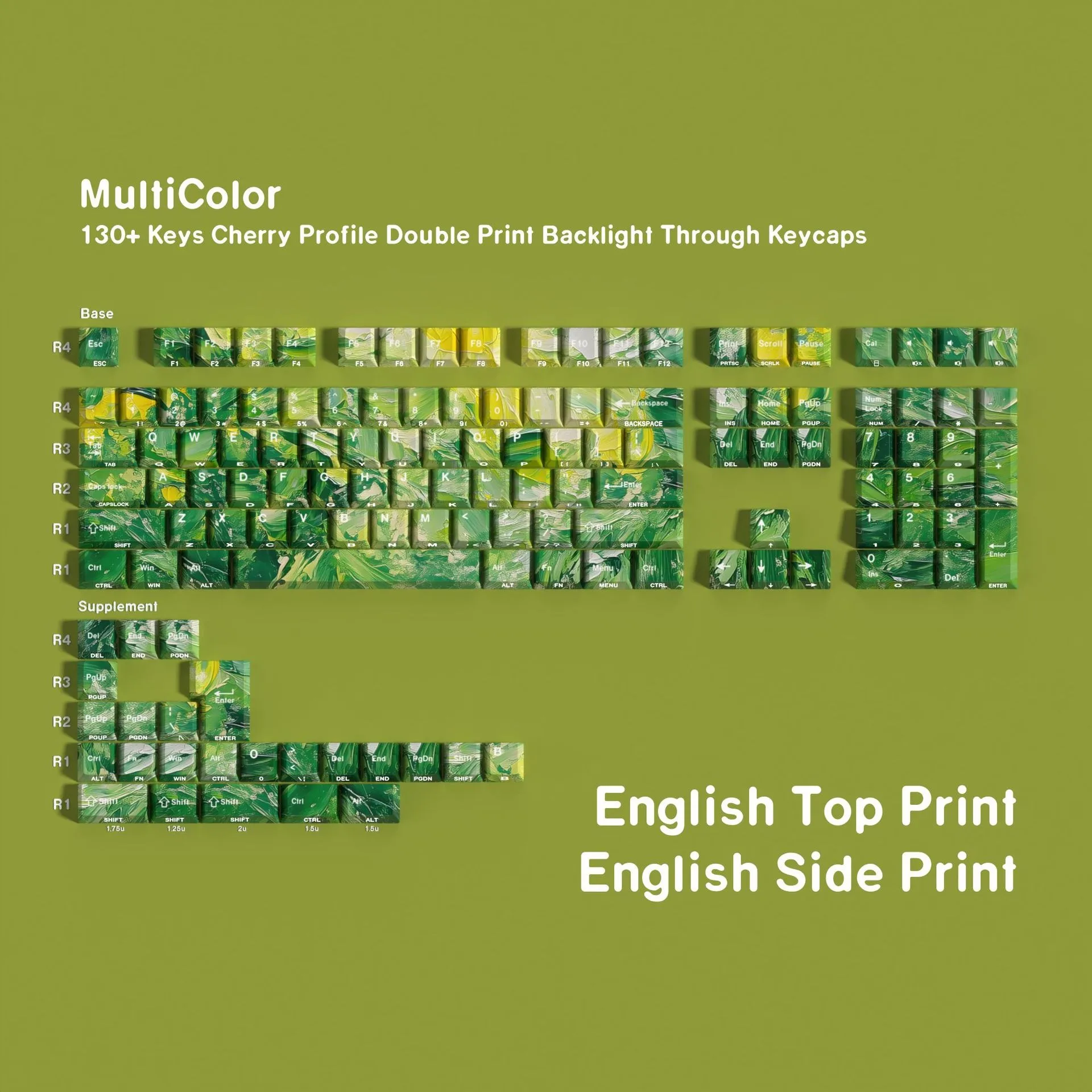 Multicolor Mechanical Keyboard Keycaps Korean Japanese Russian Spanish French German Arabic Cherry Profile PBT Side Print Keycap